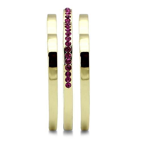 TK863 - IP Gold(Ion Plating) Stainless Steel Ring with Top Grade Crystal in Fuchsia-3