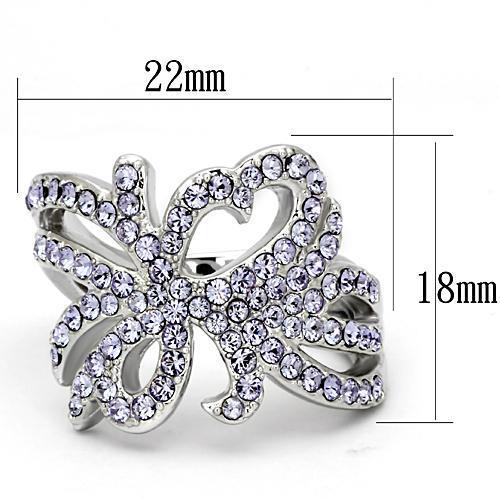TK869 - High polished (no plating) Stainless Steel Ring with Top Grade Crystal in Light Sapphire-1