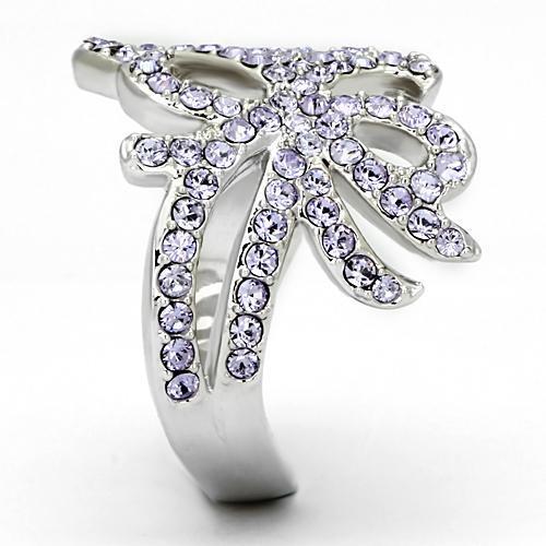 TK869 - High polished (no plating) Stainless Steel Ring with Top Grade Crystal in Light Sapphire-3