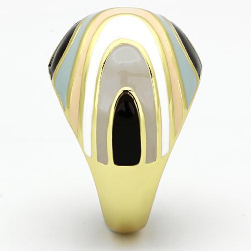 TK870 - IP Gold(Ion Plating) Stainless Steel Ring with Epoxy in Multi Color-3