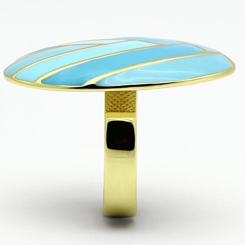 TK874 - IP Gold(Ion Plating) Stainless Steel Ring with Epoxy in Multi Color-3