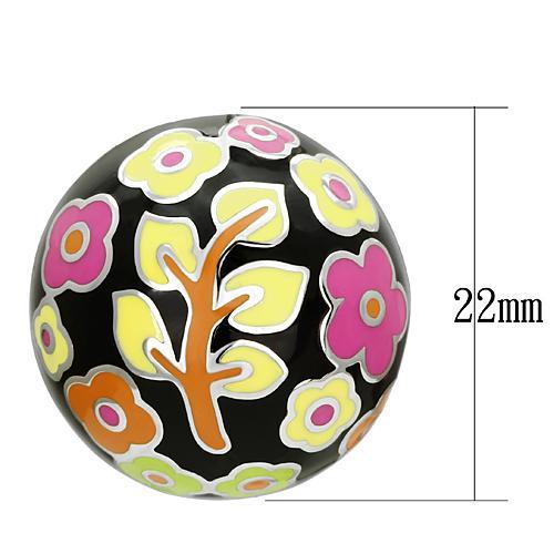 TK894 - High polished (no plating) Stainless Steel Earrings with Epoxy in Multi Color-1