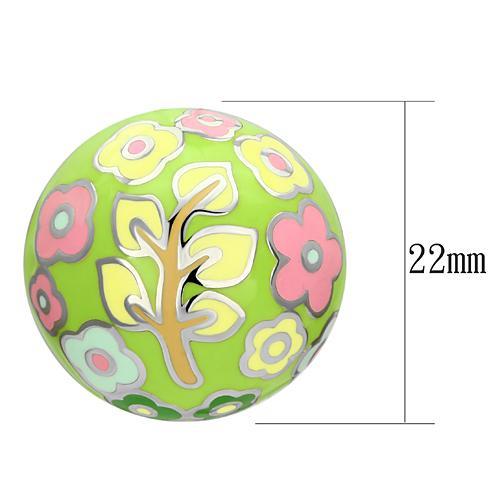 TK895 - High polished (no plating) Stainless Steel Earrings with Epoxy in Multi Color-1