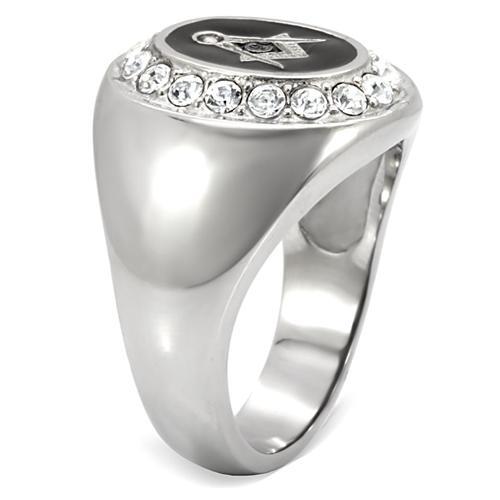 TK8X023 - High polished (no plating) Stainless Steel Ring with Top Grade Crystal in Clear-4