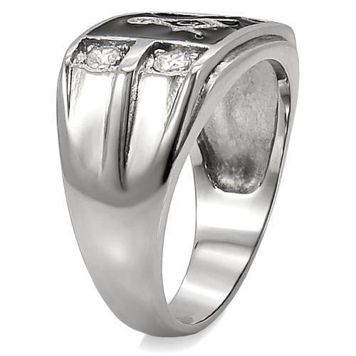 TK8X031 - High polished (no plating) Stainless Steel Ring with AAA Grade CZ in Clear-4