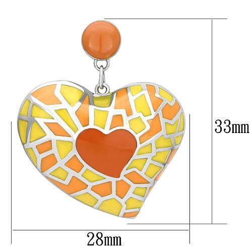 TK911 - High polished (no plating) Stainless Steel Earrings with Epoxy in Multi Color-1