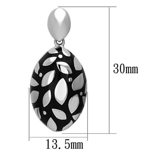 TK912 - High polished (no plating) Stainless Steel Earrings with Epoxy in Jet-1