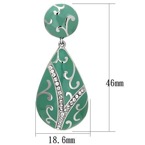 TK915 - High polished (no plating) Stainless Steel Earrings with Top Grade Crystal in Clear-1