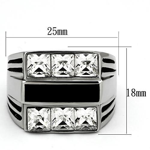 TK920 - High polished (no plating) Stainless Steel Ring with Top Grade Crystal in Clear-1