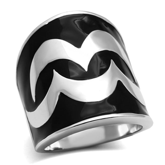 TK926 - High polished (no plating) Stainless Steel Ring with Epoxy in Jet-0