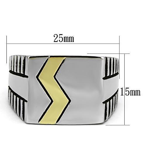 TK950 - Two-Tone IP Gold (Ion Plating) Stainless Steel Ring with Epoxy in Jet-1