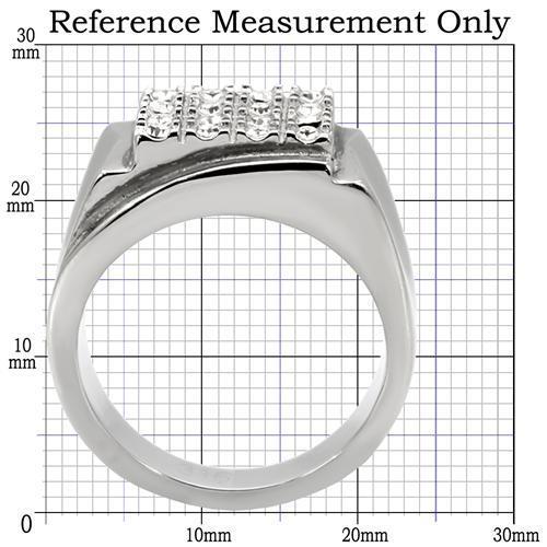 TK95409 - High polished (no plating) Stainless Steel Ring with Top Grade Crystal in Clear-1