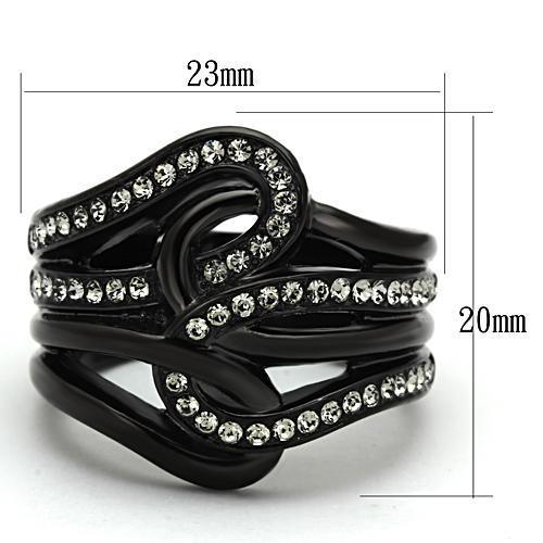 TK978 - IP Black(Ion Plating) Stainless Steel Ring with Top Grade Crystal in Black Diamond-1