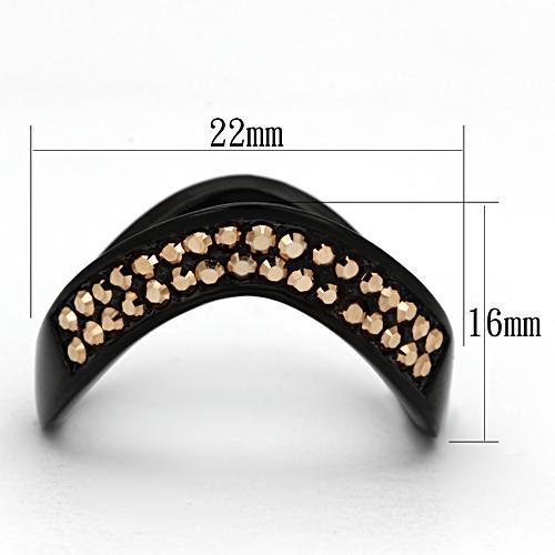 TK982 - IP Black(Ion Plating) Stainless Steel Ring with Top Grade Crystal in Metallic Light Gold-1
