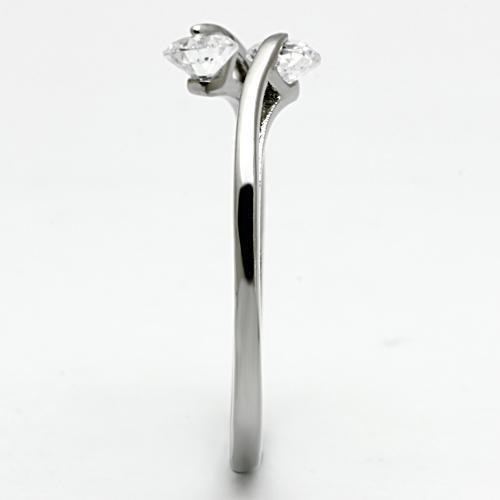 TK995 - High polished (no plating) Stainless Steel Ring with AAA Grade CZ in Clear-3