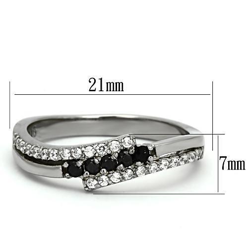 TK996 - High polished (no plating) Stainless Steel Ring with AAA Grade CZ in Black Diamond-1