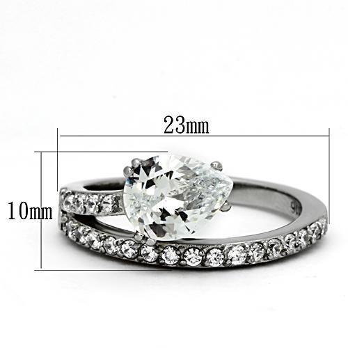 TK998 - High polished (no plating) Stainless Steel Ring with AAA Grade CZ in Clear-1