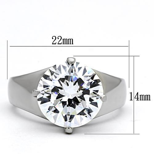 TK999 - High polished (no plating) Stainless Steel Ring with AAA Grade CZ in Clear-1