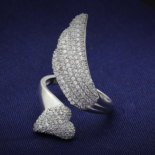 TS014 - Rhodium 925 Sterling Silver Ring with AAA Grade CZ in Clear-0