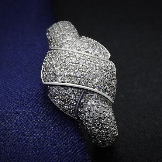 TS016 - Rhodium 925 Sterling Silver Ring with AAA Grade CZ in Clear-0