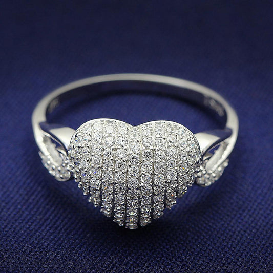 TS017 - Rhodium 925 Sterling Silver Ring with AAA Grade CZ in Clear-0