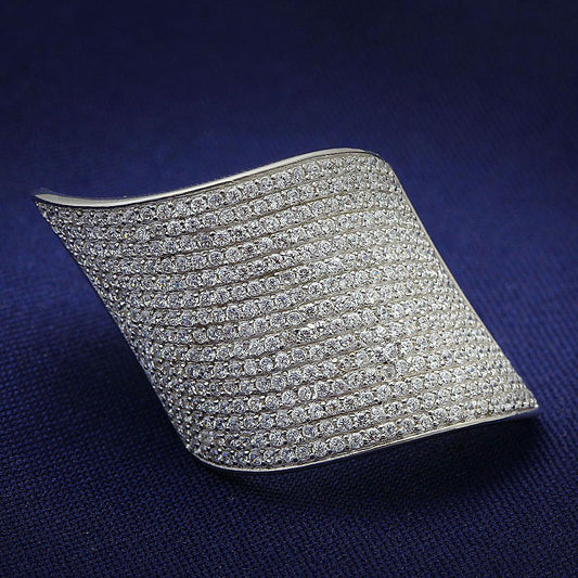 TS027 - Rhodium 925 Sterling Silver Ring with AAA Grade CZ in Clear-0