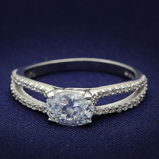 TS029 - Rhodium 925 Sterling Silver Ring with AAA Grade CZ in Clear-0