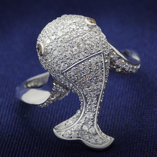 TS031 - Rhodium 925 Sterling Silver Ring with AAA Grade CZ in Brown-0