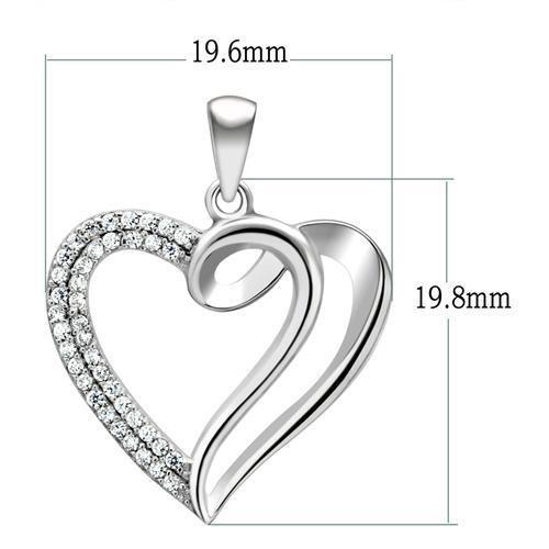 TS035 - Rhodium 925 Sterling Silver Necklace with AAA Grade CZ in Clear-1