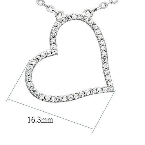 TS039 - Rhodium 925 Sterling Silver Chain Pendant with AAA Grade CZ in Clear-1