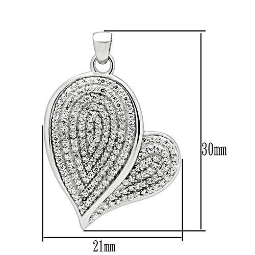 TS048 - Rhodium 925 Sterling Silver Chain Pendant with AAA Grade CZ in Clear-1
