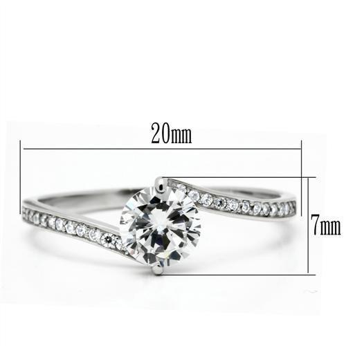 TS057 - Rhodium 925 Sterling Silver Ring with AAA Grade CZ in Clear-1