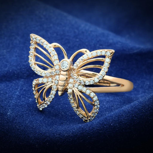 TS059 - Rose Gold 925 Sterling Silver Ring with AAA Grade CZ in Clear-0