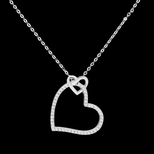 TS060 - Rhodium 925 Sterling Silver Necklace with AAA Grade CZ in Clear-0
