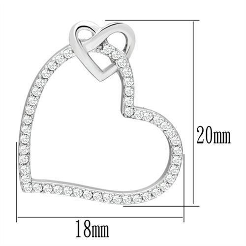 TS060 - Rhodium 925 Sterling Silver Necklace with AAA Grade CZ in Clear-1