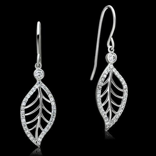 TS068 - Rhodium 925 Sterling Silver Earrings with AAA Grade CZ in Clear-0