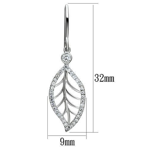 TS068 - Rhodium 925 Sterling Silver Earrings with AAA Grade CZ in Clear-2