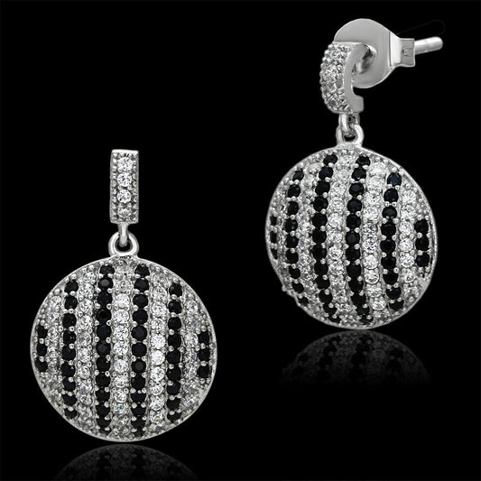 TS069 - Rhodium 925 Sterling Silver Earrings with AAA Grade CZ in Jet-0