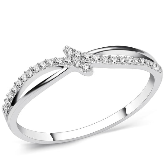 TS074 - Rhodium 925 Sterling Silver Ring with AAA Grade CZ in Clear-0