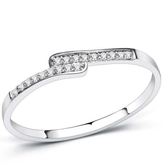 TS077 - Rhodium 925 Sterling Silver Ring with AAA Grade CZ in Clear-0