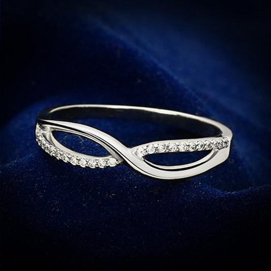 TS087 - Rhodium 925 Sterling Silver Ring with AAA Grade CZ in Clear-0