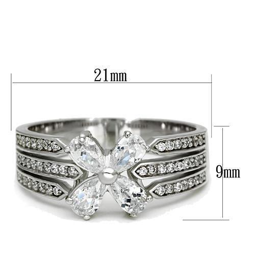 TS092 - Rhodium 925 Sterling Silver Ring with AAA Grade CZ in Clear-1