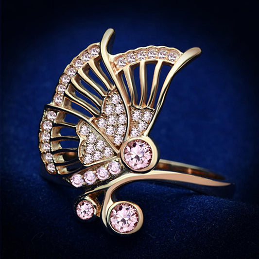 TS094 - Rose Gold 925 Sterling Silver Ring with AAA Grade CZ in Rose-0