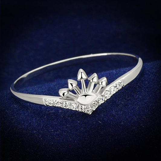 TS120 - Rhodium 925 Sterling Silver Ring with AAA Grade CZ in Clear-0