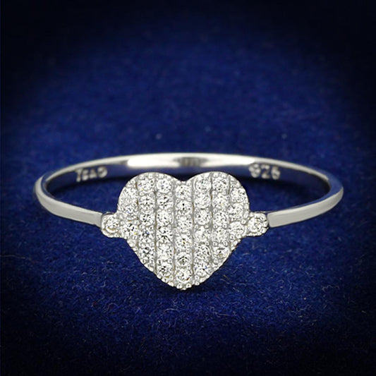 TS133 - Rhodium 925 Sterling Silver Ring with AAA Grade CZ in Clear-0