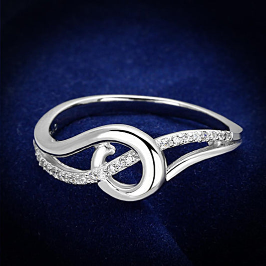 TS142 - Rhodium 925 Sterling Silver Ring with AAA Grade CZ in Clear-0