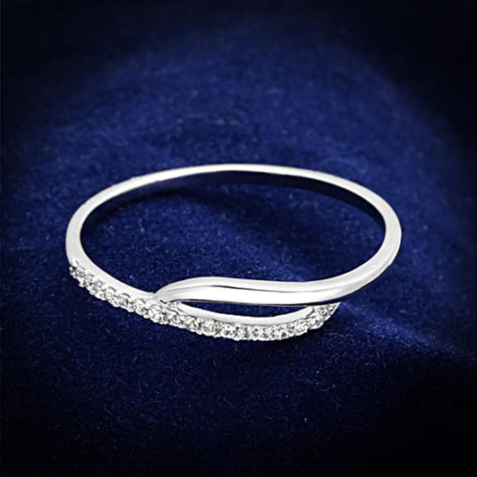 TS145 - Rhodium 925 Sterling Silver Ring with AAA Grade CZ in Clear-0
