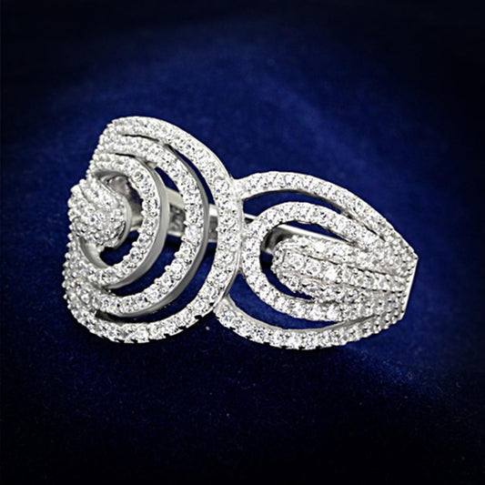 TS147 - Rhodium 925 Sterling Silver Ring with AAA Grade CZ in Clear-0