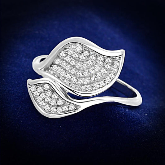 TS149 - Rhodium 925 Sterling Silver Ring with AAA Grade CZ in Clear-0