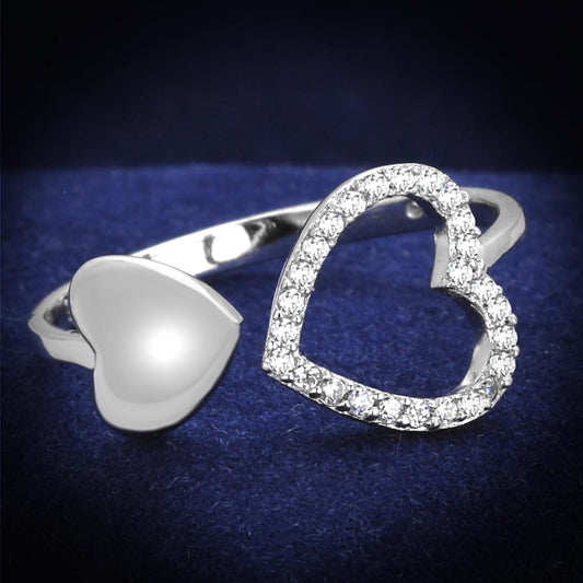 TS194 - Rhodium 925 Sterling Silver Ring with AAA Grade CZ in Clear-0